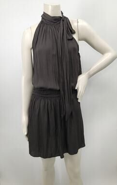 Lavish Boutique Dark Gray Sleeveless Mock Neck Blouson Mini Dress S Party Summer